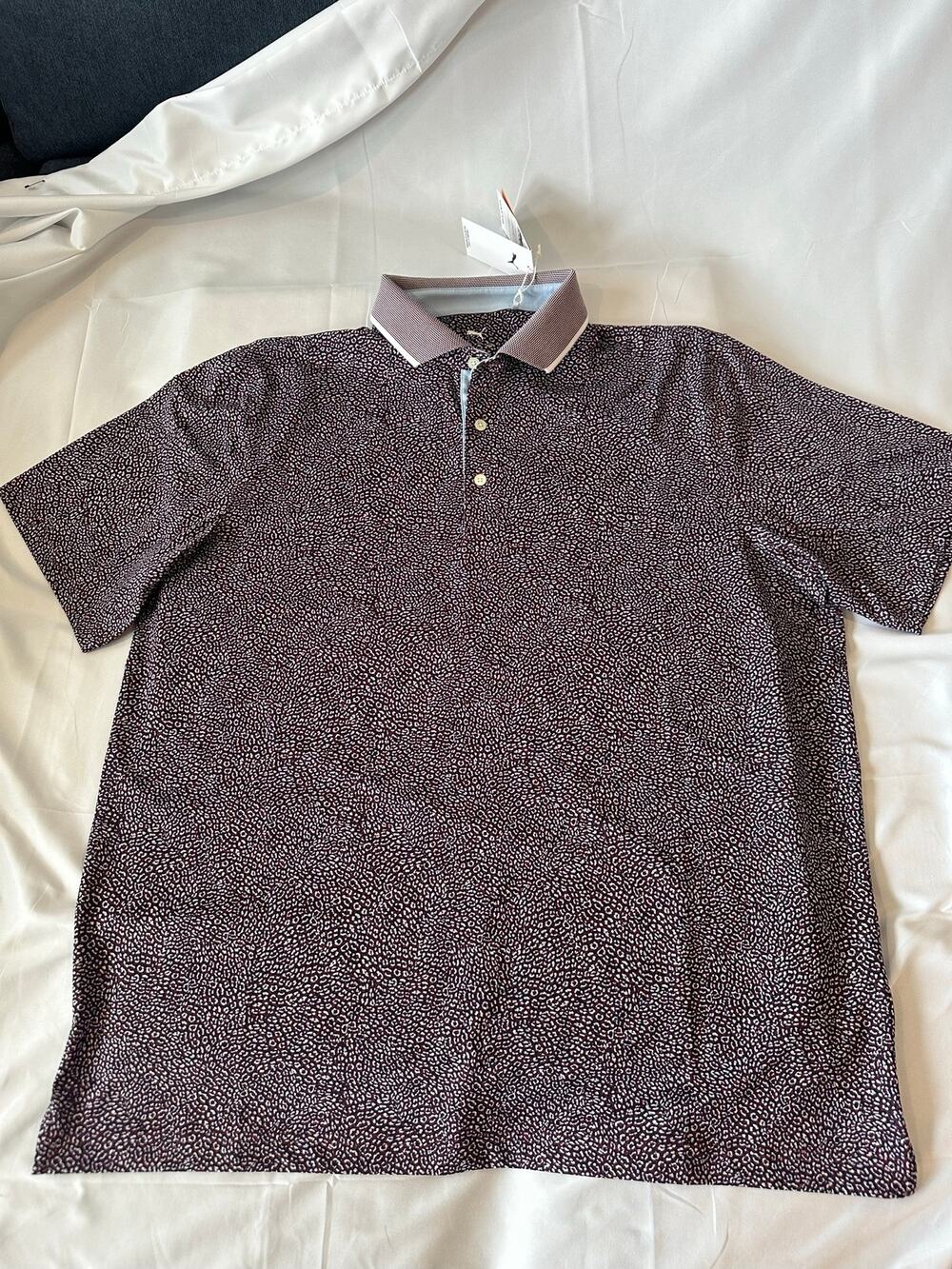 PUMA Golf Mens MATTR Polo Shirt XL NWT deep purple and multicolor Short Sleeve